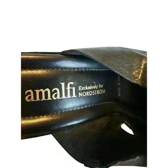 AMALFI for NORDSTROM Strappy Sandals Chunky Heels Sz 8 AA Black Leather ITALY - Picture 6 of 8